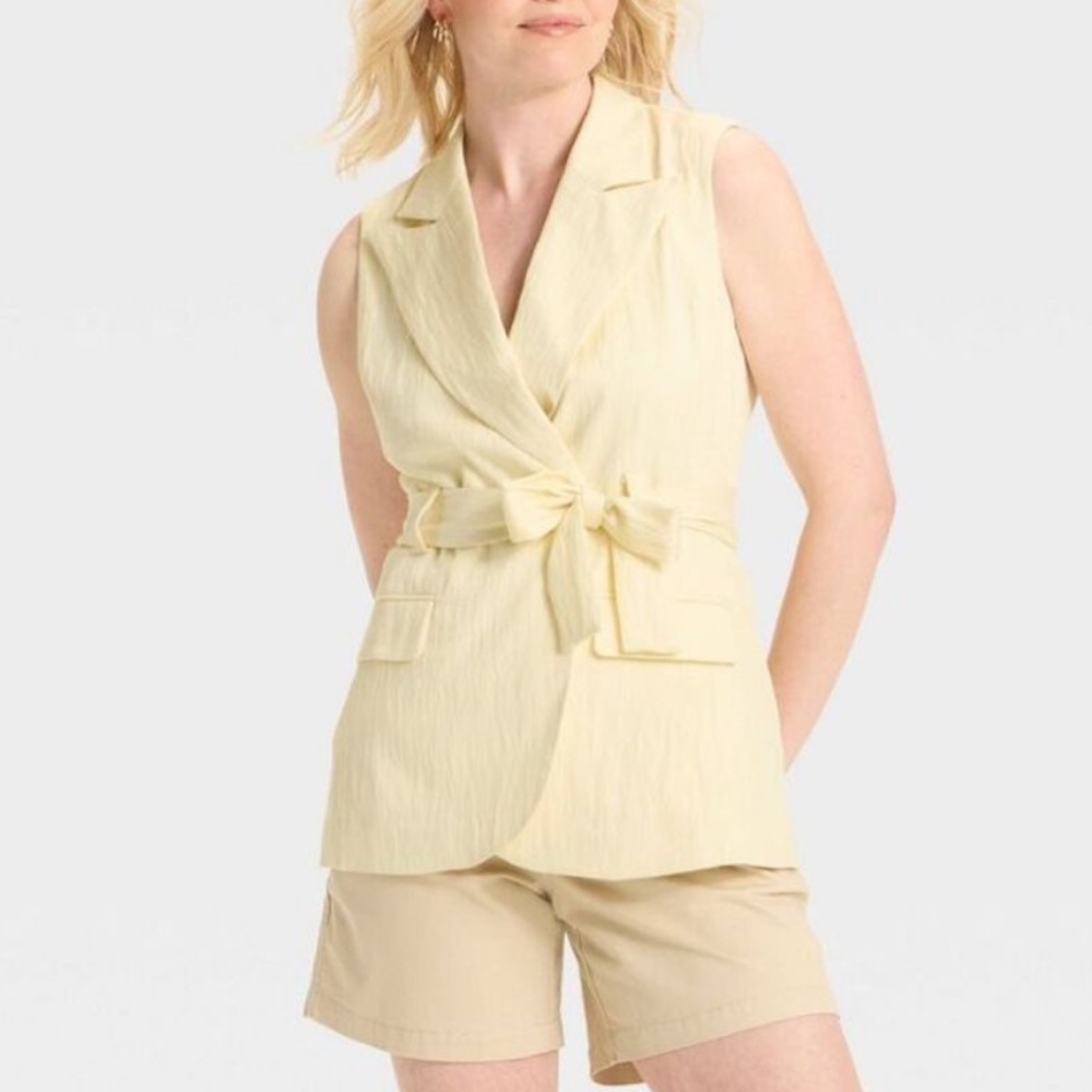 a New Day Cream Tie-Front Long Line Vest